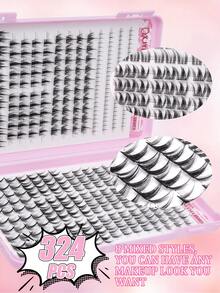 24 Rows Of 324pcs Manga Style DIY Eyelash Set, 8 Mixed Styles, Suitable For Daily Work And Parties, Suitable For Various Eyelash Needs, Even Beginners Can Create Natural Makeup Effects, Suitable For Wearing At Parties, Eyelashes, Fake Eyelashes - C - View 4