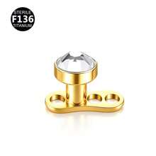 1 Set F136 Titanium Alloy 5A Flat Bottom Czech Cubic Zirconia Skin Piercing Stud Clavicle Implant Piercing Jewelry 3-5mm - Nail Embedment (1 Set) - View 32