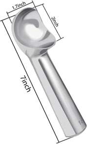 Pimoys Large Ice Cream Scoop 7 Inches Nonstick Anti-Freeze Metal Ice Cream Scooper Spoon One Piece Aluminum Design, Bright Silver - ColorA - View 2
