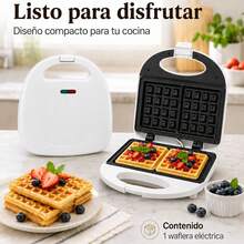Sandwichera Eléctrica Aigostar Multifunción 800W con Placas Removibles Antiadherentes, Prepara Paninis y Wafles en Casa - Blanco - Ver 4
