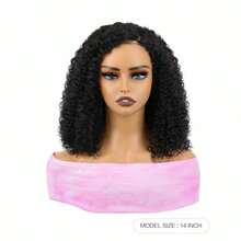 Wear And Go 無膠 C 型假髮 人髮預拔髮預修剪捲髮波波頭假髮 無膠 14 英吋 180% 密度短捲波波頭假髮 升級版免膠 4x4 蕾絲封口假髮 女款 - 自然色&黑色系 - 查看 4