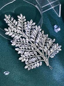 1pc Elegant Handmade Full Rhinestone Hair Piece Bridal Headband Wedding Hair Accessory For Festival Party Dress Up And Daily Wear - Silver - View 8