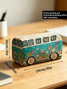 Campus Style Bus Forest Butterfly Pattern Pencil Case/Stationery Storage Bag - Multi-Functional Large Capacity Design, Can Be Used To Store Office Supplies, Creative Multi-Functional Pen Box Or Portable Travel Makeup Bag, Suitable For Students And Adults Daily Use, Meets Stationery Storage, Daily Organization, Overnight Travel, Vacation And Gym Storage Needs, Back To School Dorm Essential (2D Pattern, Not Embroidered) - Multicolor - View 10