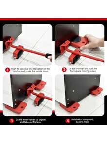Heavy Duty Furniture Lifter And Mover Tool Set With Metal Sliders - Rustproof Steel Furniture Lifting Jack With Roller Pads, Easy Shifting For Bulky & Heavy Loads, Durable Metal Finish - Enhanced Moving Kit - View 5