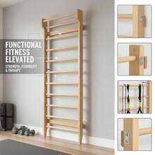 [Free Shipping] Gymnastics Wood Stall Bar, Multi-Use Swedish Ladder- Wall Mounted Pull Up Bar-Physical Therapy For Stretching And Various Exercises,Indoor Home Gym Workout Yoga-XY869461 - Multicolor - View 6