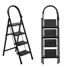 Unicame Escalera Plegable para Casa, Escalera Plegable 4 Peldaños, Diseño Antideslizante, Diseño de Cierre de , Escalera Tubular, Escalera de Tijera, para Hogar Oficina Almacén-Negro - Negro4 Niveles - Ver 1