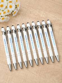<Customizable>10pcs Personalized Metal Ballpoint Pens - Customizable Engraved Name, Logo, Blessing Message - Corporate Bulk Gifts, Student Rewards - Sets - View 2