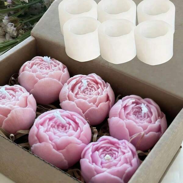 6pcs Rose Resin Mold Set - Reusable Silicone Flower Molds For DIY Candle Making, Wax, Soap & Clay Crafts | Realistic Rose Petals & Detailed Texture, Wedding, Valentine's Day Gifts, Aromatherapy Candles