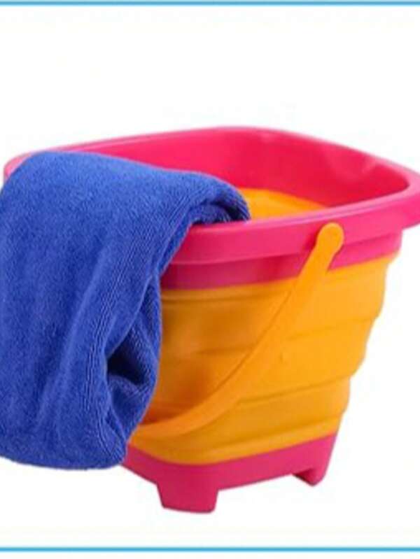 2pcs Plastic Folding Water Bucket Outdoor Fishing Bucket Portable Thickened Camping Beach Car Multi-Function Bucket