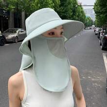 1件女款時尚防曬帽，寬帽簷，可遮臉，馬尾孔設計，漁夫帽風格，適合春夏 - 彩色 - 查看 8