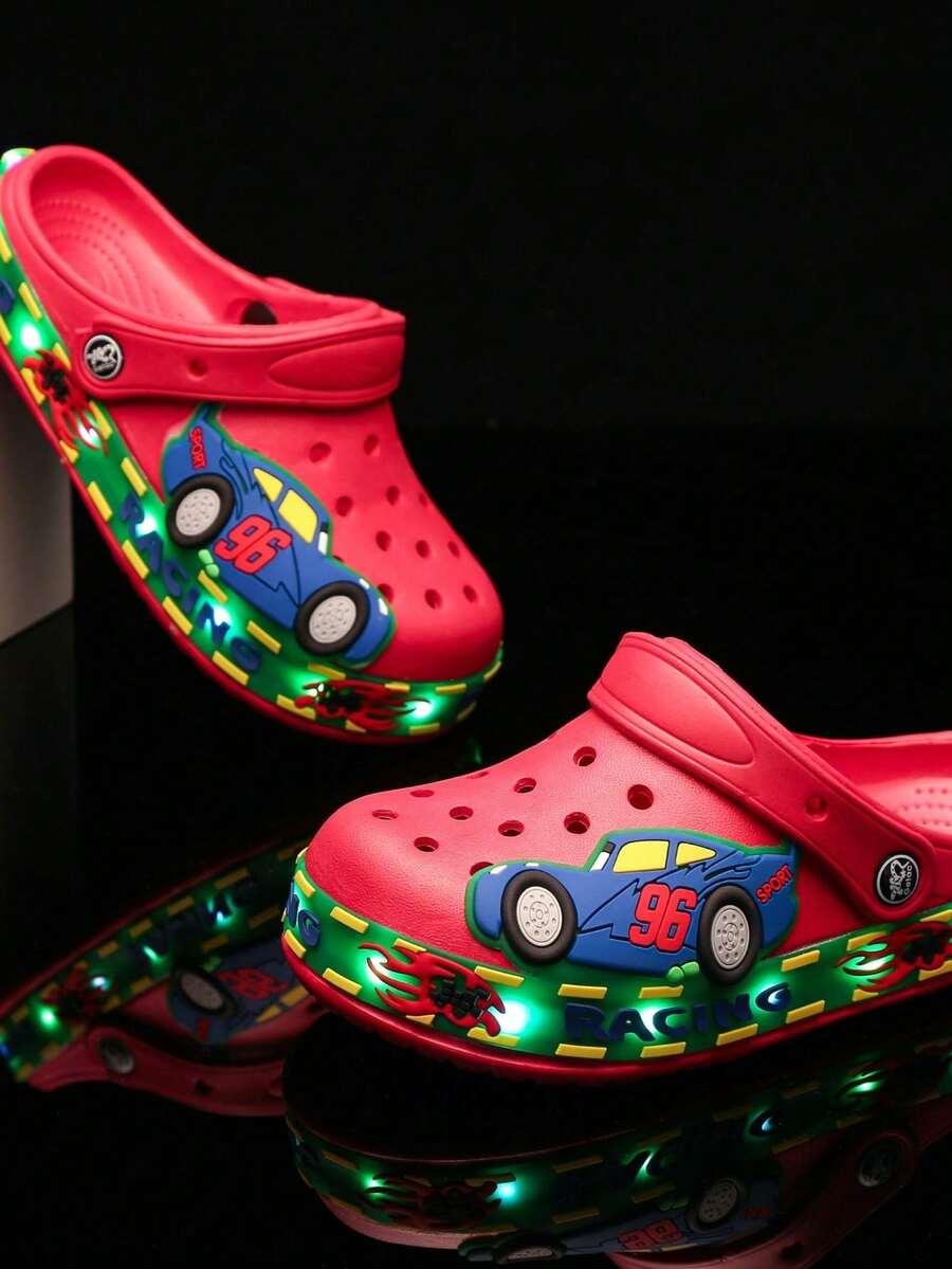 GETAC Sandalias chanclas luz LED de verano niño comodos para deporte y playa diseño coche - Rojo - Ver 1
