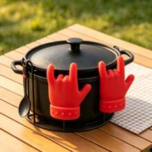 2pcs Red Finger-Shaped Pot Lid Lifter/Anti-Splatter Clip, Creative Palm-Shaped Kitchen Tool, Suitable For Pot Lids And Soup Ladles - Multicolor - View 13