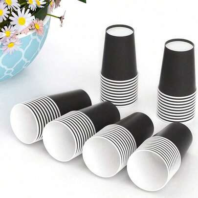 80/50/20/10 piezas Vasos de papel negro, Vasos de café/té de 9oz, Vasos para bebidas frías/calientes, Suministros para cumpleaños, bodas, fiestas, días festivos, picnics, Adecuados para restaurantes, camiones de comida, cocinas, oficinas, Día de San Valentín, Halloween, Navidad y otras ocasiones