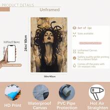2D Flat Ancient Greek Mythology Medusa Canvas Wall Art With Wooden Frame, Vintage Style Mythological Snake-Haired Goddess Art Print, Stunning Unique Decor For Living Room, Dining Room, Home Office And Bedroom, Enhancing Mythological Atmosphere - D - View 18