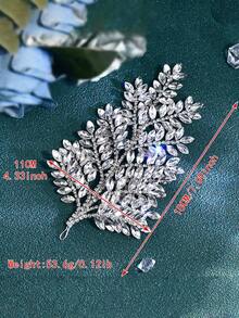 1pc Elegant Handmade Full Rhinestone Hair Piece Bridal Headband Wedding Hair Accessory For Festival Party Dress Up And Daily Wear - Silver - View 4