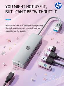 HP DHC-CT100D 4合1 Type-C 擴充塢，4K HDMI 投影，PD 快充，USB 2.0 集線器轉換器，相容於 Apple MacBook 及所有 Type-C 筆記型電腦，玫瑰紅 - 查看 2