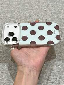 Minimalist Full Screen Brown Polka Dot Mint Green Background Colorblock Phone Case Compatible With IPhone 17 Pro Max 17 Pro 16 Pro Max 15 Pro Max 17 Air 14 Pro Max 13 12 Pro 16 Plus 11 Soft Small Fresh Protective Cover - Polka Dots - View 4