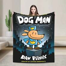 Super Soft Dog Man Comic  Throw Blanket Premium Flannel Fleece Lightweight  Bed Blanket Cozy Fluffy Blankets All Season Use - Black - View 10
