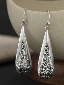 DIYCCPC 1 Pair Minimalist Vintage Earrings, Women's Casual Daily Wear, Daily Gathering Accessory - Antique Silver - View 8