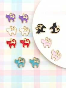 20pcs Multi-Color Cartoon Cat, Dog, Horse Oil Drip Pendant DIY Alloy Jewelry Accessories Necklace Bracelet Decorative Charms - 20pcs - View 4