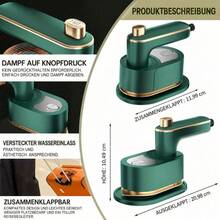 Tragbarer Mini-Dampfglätter für Kleidung, faltbares Reise-Design, leichtes Gehäuse mit 50 ml Wassertank, geeignet für Hemden, Blusen, Kleider und leichte Stoffe, Beige/Grün - WEISS - Übersicht 3