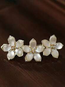 1pc Elegant Women's Half-Up Floral Rhinestone Alloy Spring Clip Princess Style Top Clip Horizontal Hair Clip Hair Accessory For Daily Wear, Holiday Gift, Hair Styling - Multicolor - View 3