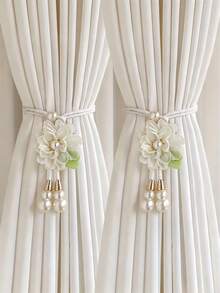 2/4pcs Realistic Rose Curtain Tiebacks, Vintage Romantic Curtain Ropes, Lifelike Flower Curtain Tiebacks, Elegant Design, No Drilling Required Decorative Curtain Hanging Ropes, Suitable For Bedroom, Living Room, Wedding, Anniversary Dinner Decoration, Garden Style - Multicolor - View 5