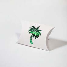 20pcs Elegant Saudi Arabia Palm Tree Pillow Gift Boxes, Green White Party Favor Boxes With Gold Foil Pattern, Eid Ramadan & National Day Wedding Treat Packaging With Ribbon Bow - 9.5X6.5X2.5cm - View 10