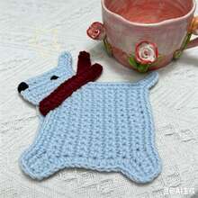 Handmade Crochet Dog Coaster, 4-Ply Milk Cotton Cute Animal Insulation Pad, Finished Product Not Kit - A - View 4