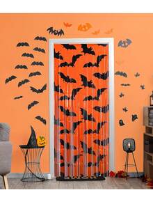 1pc Black And Gold Metallic Bat Tassel Garland - Halloween Bat Tassel Curtain, Durable Plastic Garland Chain Featuring Shiny Orange And Black Bats, Perfect For Halloween Party Decorations, Photo Backdrops, Haunted Houses, And Birthday Party Supplies - Multiple Styles - View 5