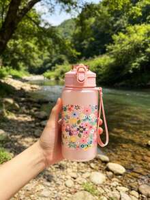 1pc 500ml Kids Water Bottle, Matte Cute Cartoon Anti-Drop Straw Cup, Back To School Kindergarten Water Cup, Portable Leak-Proof Straw Cup, Learning Cup - Multicolor - View 13