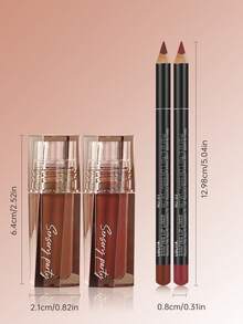 Pudaier 4-Piece Lip Liner & Lip Gloss Set - Silky Precise Lip Liner & Moisturizing Lip Gloss, Create Stunning Glow - Multi-Color Versatile Lip Makeup, Suitable For Daily Looks, Parties And Vacations - 4PCS - View 11