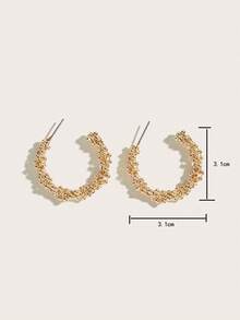 Textured Cuff Hoop Earrings - Yellow Gold - View 6