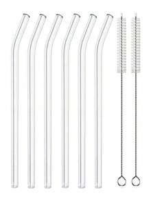 GASUDIN 6pcs Reusable Glass Straws, Includes 2 Cleaning Brushes, 8mm X 7.87 Inch Heat-Resistant Borosilicate Glass Drinking Straws, Suitable For Milkshakes, Tea, Juice, Parties And Gatherings, Transparent/Multicolor - View 12