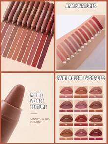 beauty glazed 女用裸棕色霧面唇膏筆、唇線筆、霧面持久唇線筆、中性唇線筆、漸層唇膏筆、全遮蓋唇部彩妝 - #110 - 查看 6