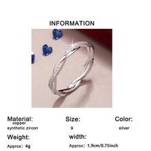 1pc Sparkling Cubic Zirconia Eternity Ring For Women, Perfect For Wedding, Birthday, Anniversary, Valentine's Day - Silver - View 4