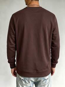 Men's Crew Neck Knight Graphic Casual Daily Wear Sweatshirt - Brown - View 2