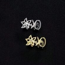 مجموعة أسنان جريل هيب هوب مخصصة بتصميم زهرة مجوفة مع زركونيا، إكسسوار يومي للحفلات، للجنسين، 1 مجموعة - متعدد الألوان - مشاهدة 3