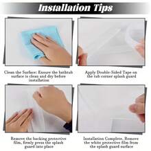 Transparent PVC Sink Splash Guard, Self-Adhesive Easy Installation, Elegant Design, Suitable For Bathtub And Washbasin - Transparent - View 3