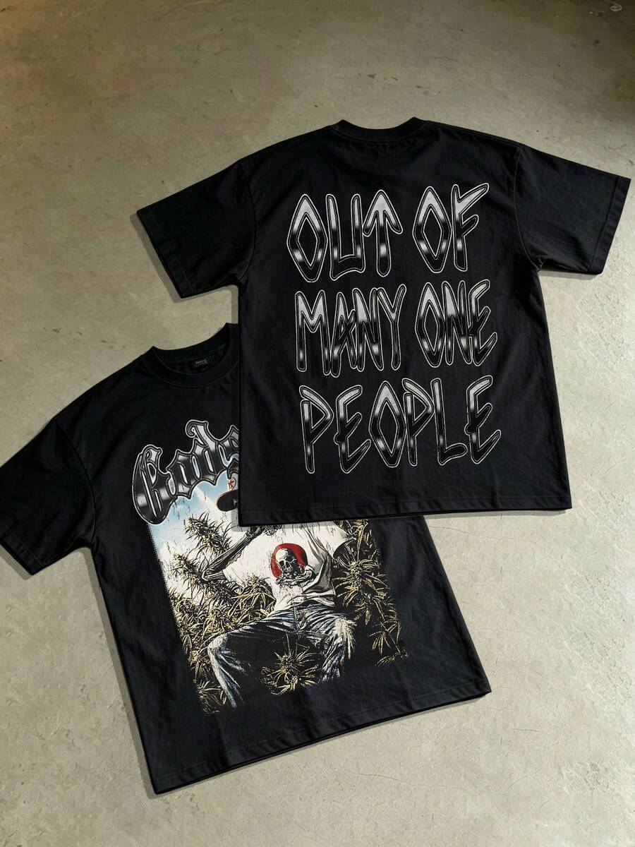 (180g 100 Percent Cotton T-Shirt) Men's T-Shirt Men's Casual Comfortable,Y2K Fashionable T-Shirt, Funny T Shirt,Great Daily Outdoor Wear. - 黑色 - 查看 1