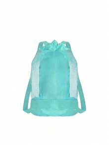 XD Children's Large Capacity Mesh Beach Bag, Can Store Beach Toys, Breathable Nylon Drawstring Backpack, Suitable For Kids In Pool And Outdoor Sports, Blue - Multicolor - View 11