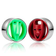 2pcs Hollow Mask Design Ear Tunnels Gauges, Punk Gothic Ear Stretcher Expander Body Piercing Jewelry For Halloween Party - Round - View 34