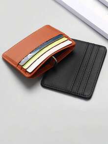 1pc Men's Stylish Class Elegant Compact Leather Wallet Multi-Card & Coin Holder ,Multiple Card Slots, Suitable For Daily Use - A - View 3