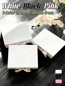 1pc Ribbon Gift Box, Foldable, Magnetic Closure, Wedding Gift Box, Bridesmaid Personalized Name Gift Box, Ribbon Gift Box With Lid, Can Be Paired With Bridesmaid Gift Box, Also Suitable For Birthday, Valentine's Day, Bridal Gift, Perfect Choice For Wedding, Birthday Or Any Occasion - Multicolor - View 1