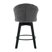 031 Modern 2-Piece Set Of Bar Stools, Upholstered Swivel Stools With Backrest & Footrest, Elegant Counter Stool Upholstered Chair, Shell Chair For Kitchen Island, Bar And Dining Room - Beige - Grey - View 9