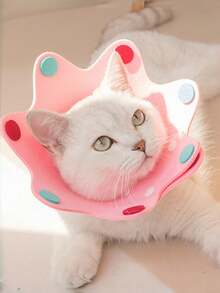 1pc Yellow Crown Polka Dot Pet Recovery Elizabeth Collar, Adjustable Non-Irritating Felt Cat Neck Collar, Anti-Scratch Anti-Bite, Suitable For Pet Grooming And Birthday Party Decoration - Multicolor - View 7