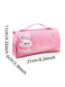 1pc Large Capacity Cartoon Pencil Case, Cute Pencil Box, Girly Pencil Case, Three-Layer Canvas, Fresh And Cute Pencil Case, First Day Of School - Multicolor - View 7