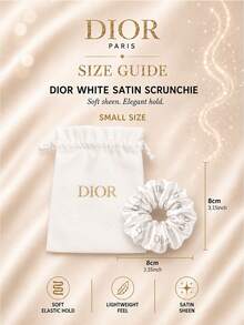 Coletero de satén blanco Dior 10cm/8cm, satén suave con estampado del logotipo de la marca, elástico sin enganches, para peinado diario, caja de regalo incluida - Blanco - Ver 10