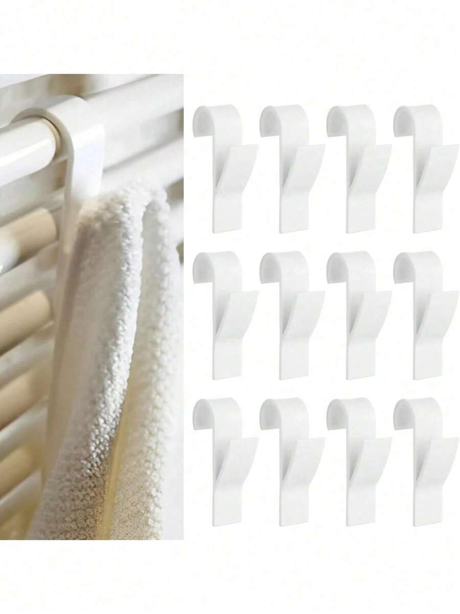 16/8/4/2pcs Multi-Function Towel Rack Hooks, Strong Load-Bearing Non-Slip Bathroom Storage Rack, No-Drill Kitchen And Bedroom Storage Rack, Bathroom Radiator Toilet Radiator Bar Bracket Hooks (Suitable For Hanging Bath Towels/Clothes/Cleaning Tools) - Multicolor - View 1
