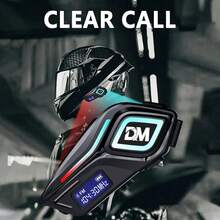 D&M Casco de motocicleta con auriculares Bluetooth, micrófono doble, radio FM, pantalla LCD, larga autonomía, llamadas sin contacto, conversación clara, reproducción de música. Auriculares de comunicación para cascos, ideales para motociclistas y ciclistas de terreno, compatibles con todos los tipos de cascos. - A - Ver 4